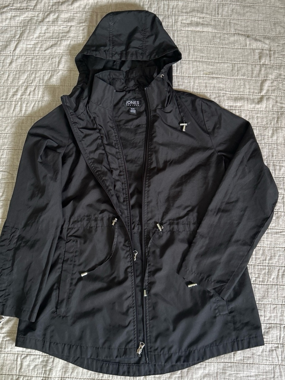 Jones New York Black Hooded Utility Jacket